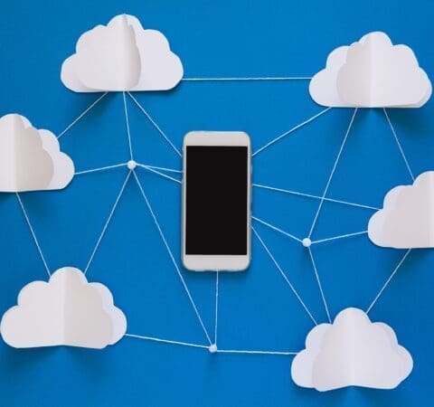 Phone connected to clouds