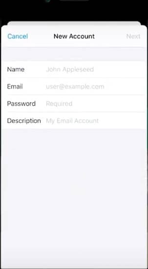iPhone Mail Tutorial Add Accounts Page